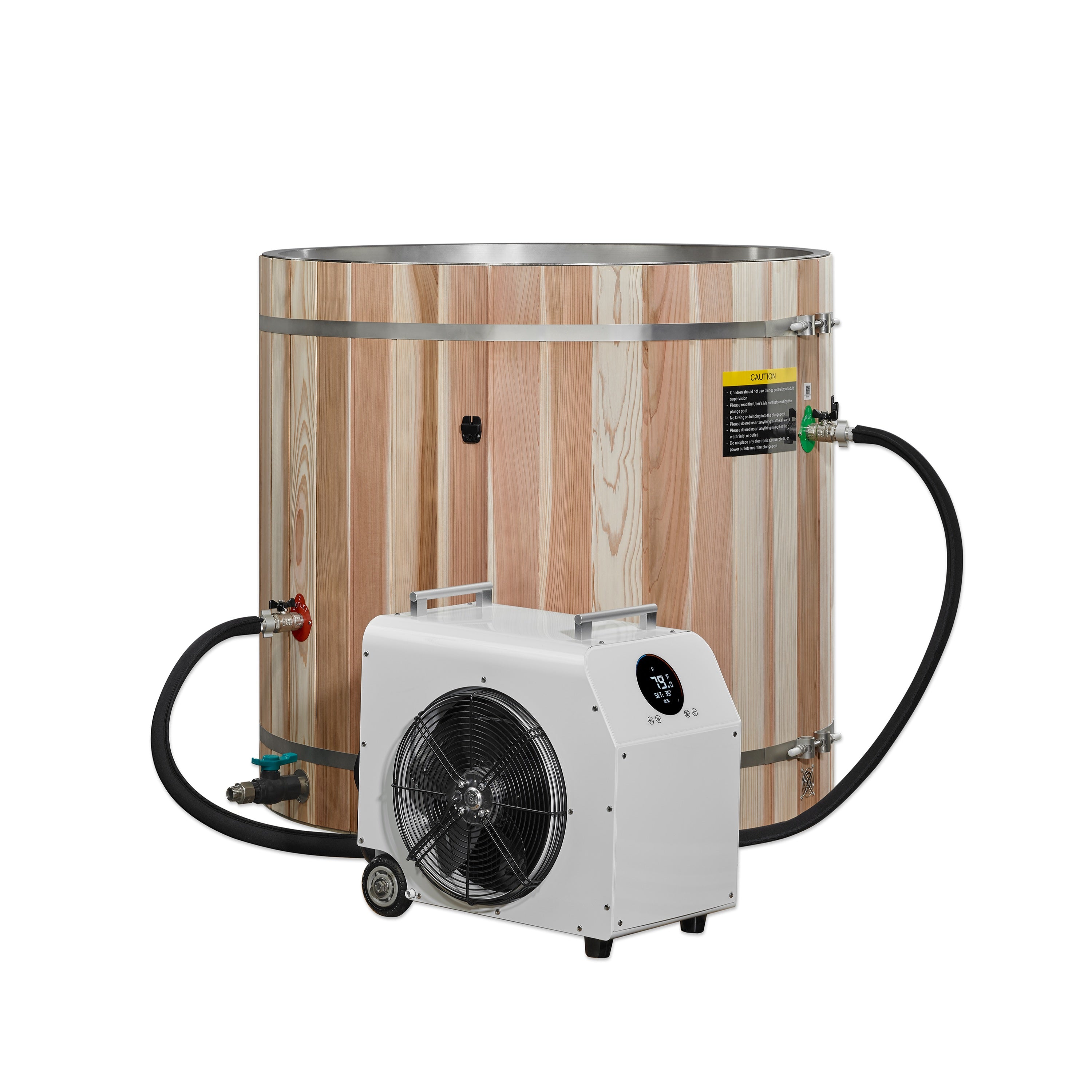 DCT Barrel SS cold plunge paired with DCT Premier chiller