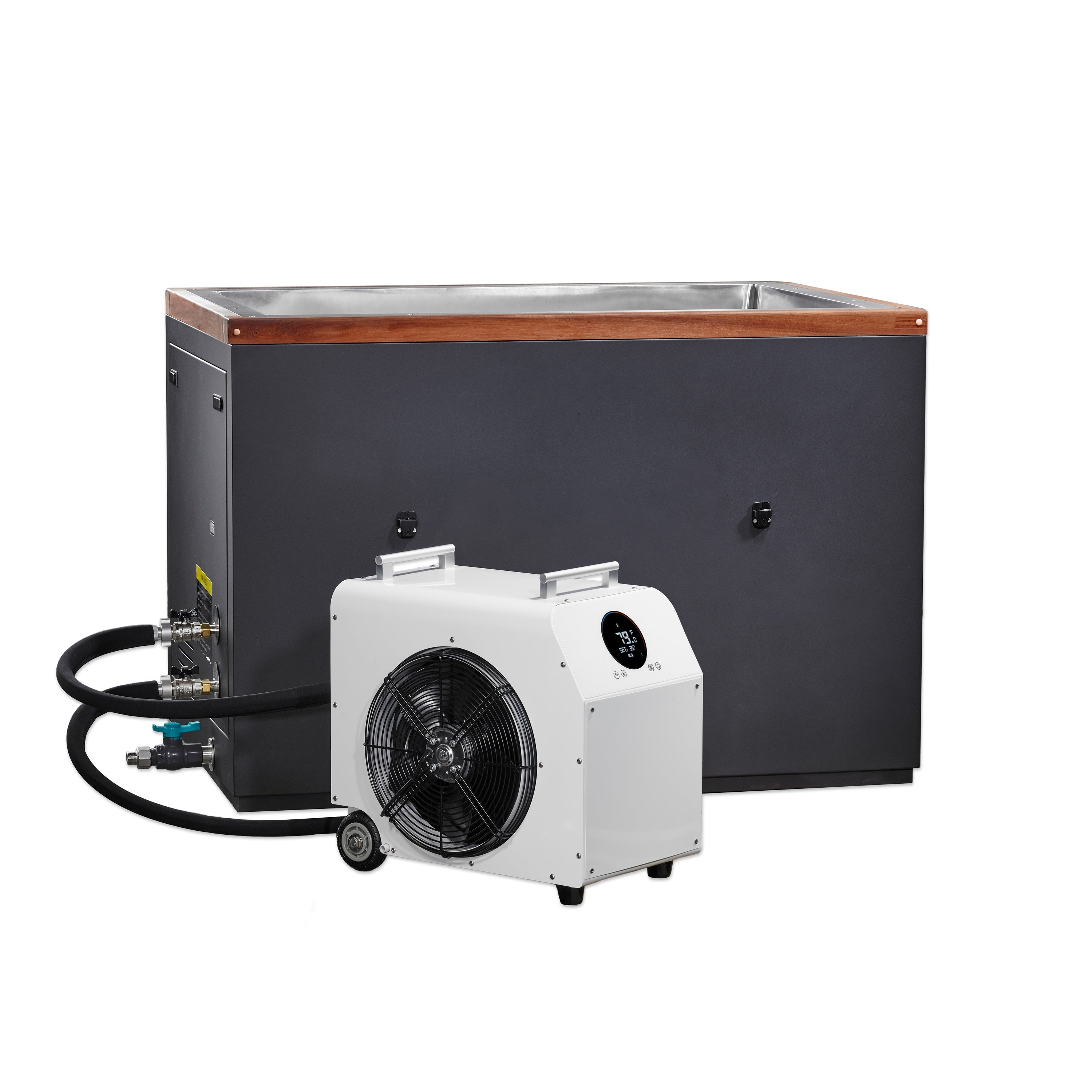 DCT 304 Stainless Steel Cold Plunge paired with chiller