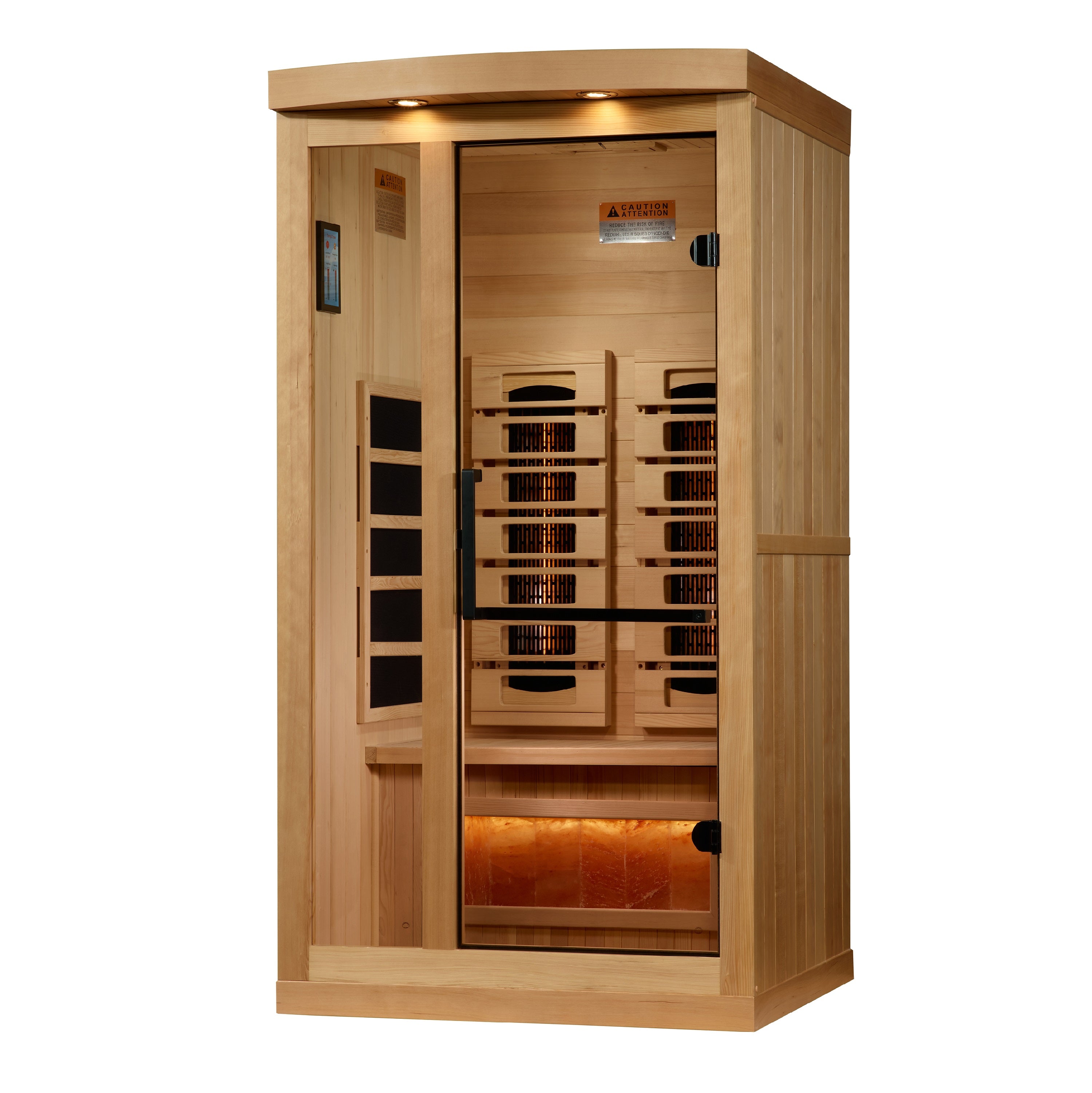 Golden Designs GDI-8010-03 infrared sauna — interior with bench and heating panels