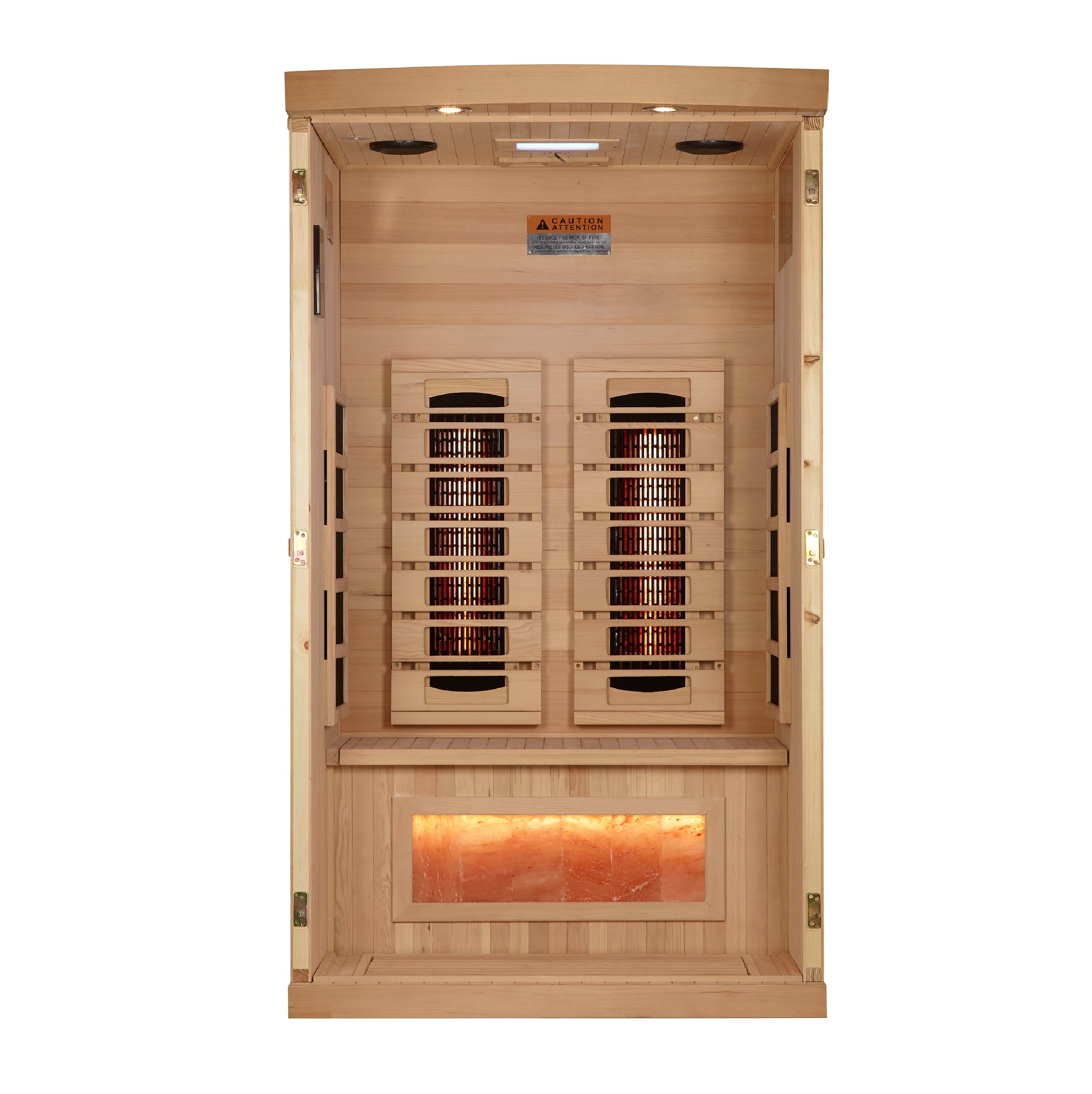 Golden Designs GDI-8010-03 infrared sauna — detail of control panel and door
