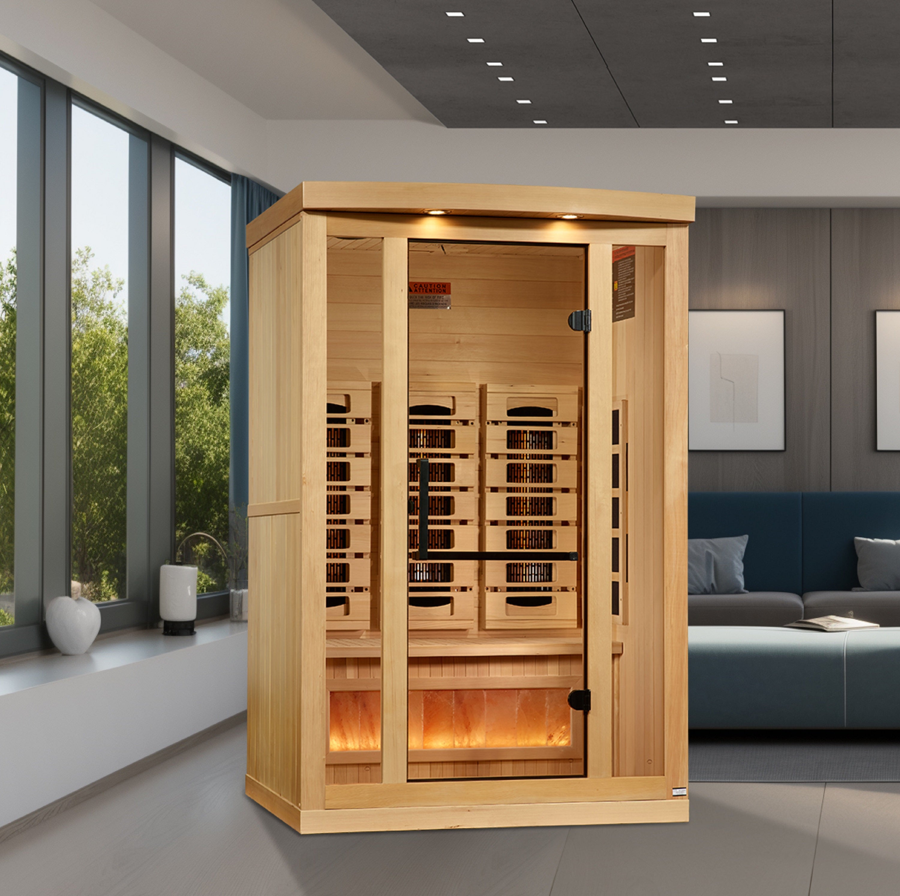 Golden Designs GDI-8020-03 2-Person Full Spectrum Infrared Sauna with Himalayan Salt Bar — white background
