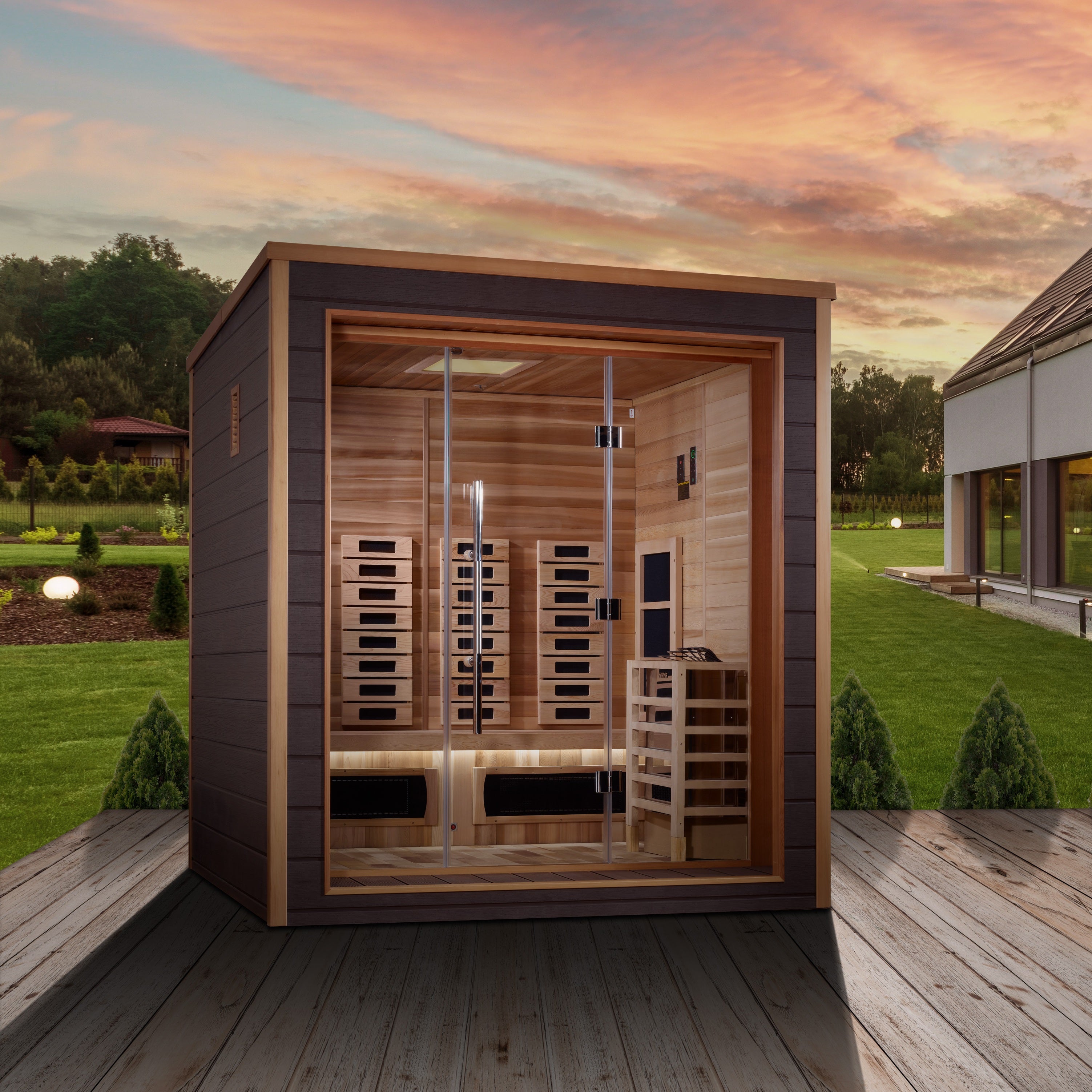 Golden Designs Visby installed in backyard setting