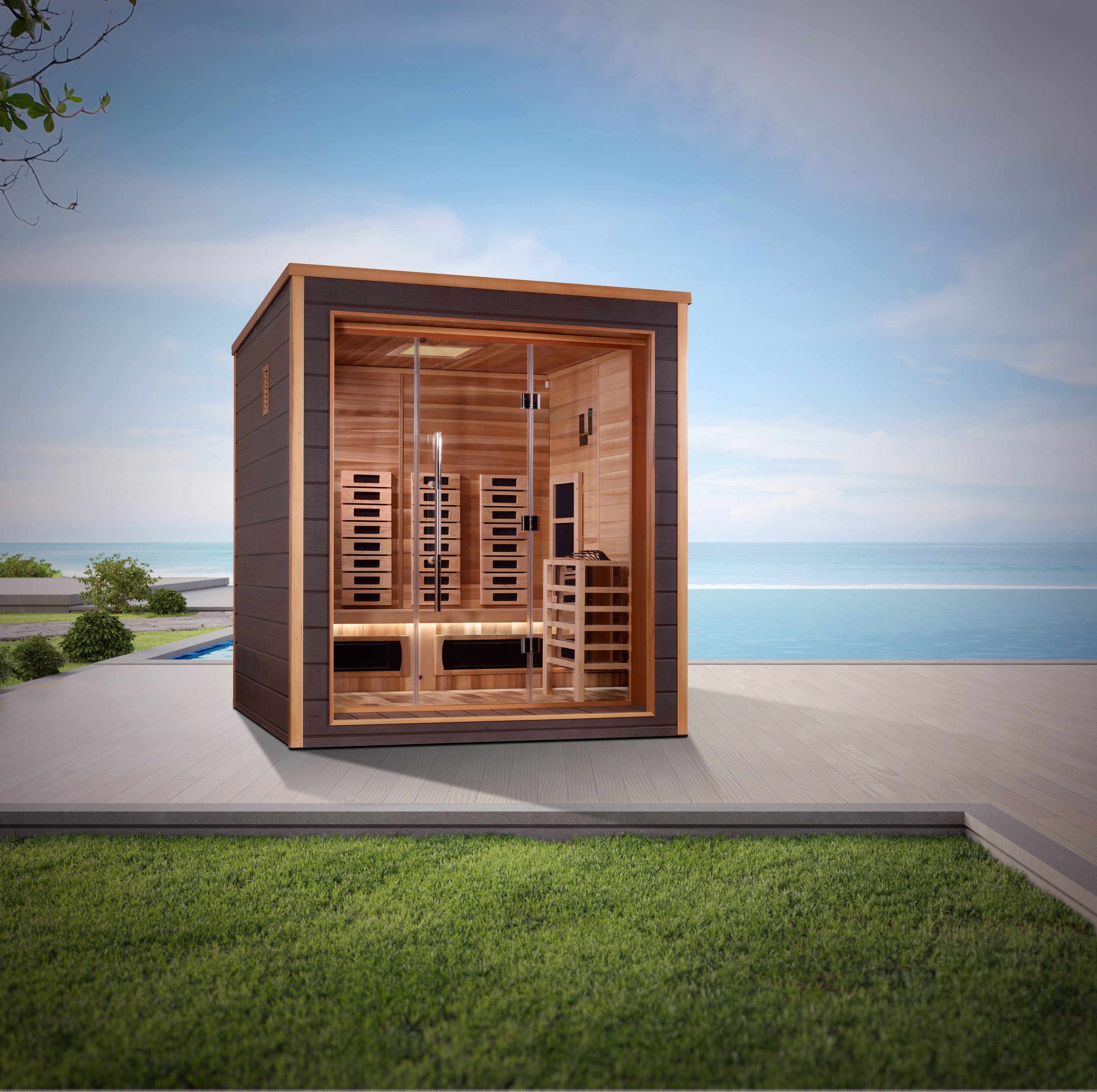 Golden Designs Visby Outdoor Hybrid Sauna main view