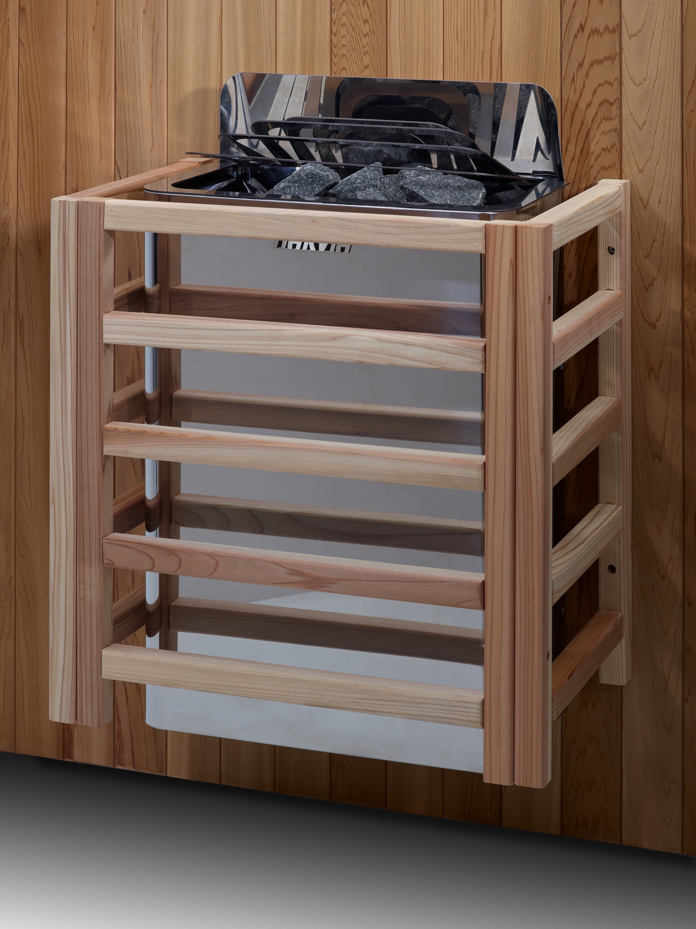 Harvia wall-mount traditional stove included with Golden Designs Soria GDI-8330-01 hybrid sauna